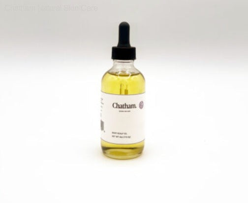 Scalp & Body Oil infused with sunflower oil, grapeseed oil, and avocado oil for lightweight hydration and nourishment.